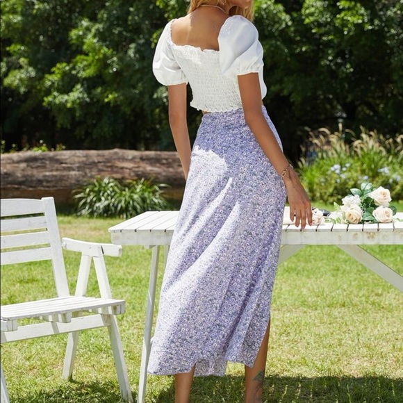 Cotton Boho Layered Maxi Skirt with Side Slit